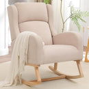 Rocking Chair Nursery, Nursing Rocking Chairs for Mom Nursery, Comfy Wingback Glider Rocking Armchair with Side Pocket for Nursery Living Room Bedroom, Khak by TinyTreasures Baby Boutique