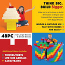 Big Blocks for Kids Ages 4-8 — Indoor & Outdoor Blocks Kids Games — Yellow Large Building Blocks - 48pc by TinyTreasures Baby Boutique