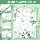 SUNEE Academic Planner 2025-2026 Weekly and Monthly, July 2025-June 2026, 8.5"x11", Tabs, Note Pages, Pockets, Bookmark, Flexible Cover, Spiral Binding, Greenery by TinyTreasures Baby Boutique