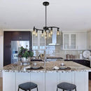 9-Light Black Modern Chandeliers for Dining Room, Adjustable Height Farmhouse Kitchen Island Lighting, Industrial Hanging Light Fixtures for Living Room Bedroom, Clear Glass Shade by CozyNest Decor