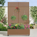 Casaphoria Metal Raised Garden Bed with Trellis and Wheels, 72"x47"x16" Planter Box for Climbing Plants, Vegetables & Vines, Features Drainage Holes and Privacy Screen (Brown-Louvered) by GreenHaven Gardens