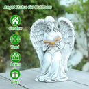 Angel Statue Outdoor Decor, Elegant Angel Garden Statues Reading Book with Solar LED Lights Yard Decorations Lawn Ornaments Figurines Resin Sculpture for Outside, Angel Gardening Gifts by CozyNest Decor