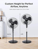 PELONIS 16'' Pedestal Fan for Bedoom, Remote, Standing Fan with 7-Hour Timer, 90° Oscillation, 3-Speeds, Adjustable Height, Electric Cooling Fans for Living Room and Office by CozyNest Decor