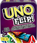 Mattel Games UNO FLIP! Family Card Game, with 112 Cards in a Sturdy Storage Tin, Makes a Great Gift for 7 Year Olds and Up by TinyTreasures Baby Boutique