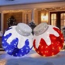 BRIGHTDECK 2 Pcs Outdoor Christmas Ornaments, Lighted Pop-Up Outdoor Holiday Ball Decoration with 80 LED Lights, 8 Light Modes, Lighted Collapsible Holiday Decorations for Yard, Home (RedBlue) by CozyNest Decor