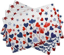 Red Blue Heart Stars 4th of July Placemats Set of 4 Patriotic America Independence Memorial Day Linen Table Mats 12x18 Inch Washable Place Mats for Party Kitchen Dining Outdoor Indoor Decor by CozyNest Decor