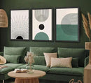3 Pcs Sage Green Boho Canvas Wall Art Modern Abstract Minimalist Neutral Bohemian Sun Geometric Line Painting Picture Wall Decor Poster Print Artwork for Living Room Bedroom Home Decoration Unframed by CozyNest Decor