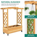 YITAHOME Raised Garden Bed with Trellis and Lockable Wheels, Wood Free-Standing Trellis Planter Box with Hanging Roof for Climbing Plants Flowers in Garden, Patio, Backyard, Balcony, Natural by GreenHaven Gardens