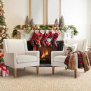 COLAMY Modern Wingback Living Room Chair Set of 2, Upholstered Fabric Accent Armchair, Single Sofa Chair with Lounge Seat and Wood Legs for Bedroom/Office/Reading Spaces, Beige by CozyNest Decor