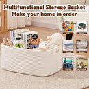 OIAHOMY Storage Basket for Shelves, Closet Cube Storage Bins Baskets for Clothes Blanket Towels, Baby Nursery, Toy Baskets Box, Woven Rope Basket, 17.72*12.99*7.87 IN, 2 Packs White by TinyTreasures Baby Boutique