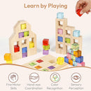 Wooden Building Blocks Set for Kids, 36 PCS Rainbow Acrylic Gem Cubes Blocks - 3 Wood House, Montessori Stacking Toy for Toddlers, Educational STEM Birthday Toys for Boys Girls 3-6 by TinyTreasures Baby Boutique