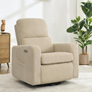 Swivel Rocker Recliner, Oversized Power Recliner Nursery Glider with Removable Cushion, Upholstered Swivel Reclining Chairs for Nursery Living Room Bedroom, Corduroy Camel by TinyTreasures Baby Boutique