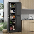 75" Storage Cabinet, Metal Pantry Cabinet, Kitchen Pantry Storage Cabinets with Doors and 4 Shelves, Cabinets for Laundry Room, Living Room, Dinning Room, Assembly Required, Black by CozyNest Decor