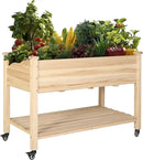 MUPATER 4x2FT Raised Garden Bed, Planter Box with Four Wheels and Legs for Herbs and Vegetables, Elevated Garden Bed with Drainage Holes for Outdoor Indoor, Natural Wood by GreenHaven Gardens