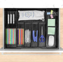 VaeFae Premium Bamboo Drawer Organizer, Expandable Silverware Drawer Organizer, Cutlery Tray with Dividers for Kitchen Utensils (Black, Large) by CozyNest Decor