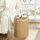 AVZEAR Small Round Side Table Fluted Night Stand Set of 2, Modern Boho End Table with Storage, 17.7" Circle Bedside Tables Wood Nightstands for Small Spaces, Living Room, Bedroom (Natural) by CozyNest Decor