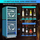 Dual Zone Wine Fridge Freestanding 175 Bottle, 24 Inch Large Capacity Built-in Wine Cooler Refrigerator with Upgraded Compressor Cooling and Intelligent Temperature Memory by CozyNest Decor