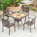 Outdoor Dining Chair Cast Aluminum Patio Chairs Set of 2 All-Weather Patio Dining Chair with Adjustable Feet for Backyard Garden (Positive Lattice Landscape Chair) by GreenHaven Gardens