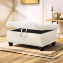 Ottoman Rectangular Storage Ottoman Bench, Faux Leather Footrest, Coffee Table, Stool Footstool with Hinged Lid for Living Room, Bedroom, Entryway, White, 28.5"x19"x17.5" by CozyNest Decor