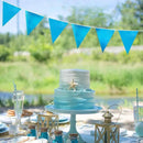 Sky Blue Party Decorations - Light Blue Triangle Pennant Banner Flag - Metallic Fabric Bunting for Graduation, Wedding, Retirement, Birthday, Under The Sea, Nautical, Ahoy, Party Decor Supplies by GreenHaven Gardens