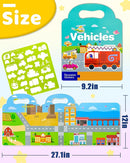 Benresive Reusable Sticker Books for Kids 2-4, Sticker Books for Toddlers 1-3 2-4, Toddler Travel Toys Activities Crafts Gifts - Vehicle by TinyTreasures Baby Boutique