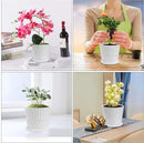 Plant Pots - 6.7 Inch Cylinder Ceramic Planters with Connected Saucer, Pots for Succuelnt and Little Snake Plants, Set of 2, White by GreenHaven Gardens
