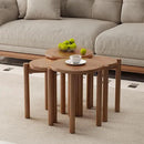 Stackable Stools Set of 4, Wooden Stools 18 Inch Stool Nesting Side Tables Nesting Coffee Table Sturdy and Durable, No Installation Required,Top Stackable Round Stool for Saving space(Walnut Barstool) by CozyNest Decor