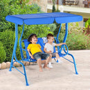 GLACER Porch Swing, Kids Patio Hammock w/Adjustable Canopy & Stand, Safety Belt, 2 Seats Outdoor Swing Bench, Metal Frame Hanging Lounge Chair, Swing Sets for Backyard, Garden, Poolside (Blue Puppy) by TinyTreasures Baby Boutique