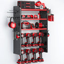 KAFAHOM Power Tool Organizer, Large 8 Drill Holder Wall Mount with 2 Side Pegboards,5 Layer Heavy Duty Metal Tool Storage Rack, Tool Shelf for Garage Organization, Utility Battery Shelves - Red by GreenHaven Gardens