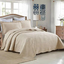 MarCielo 3-Piece 100% Cotton Oversized Bedspread Lightweight Quilt Coverlet Embroidery Farmhouse Bedding (Tf Khaki Beige, Oversized Queen (100"x106")) by CozyNest Decor