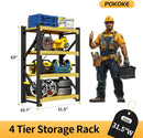 Garage Shelving Unit, 4 Tier Heavy Duty Racks, Easy Assembly, Metal Racks with Adjustable Shelves, 3000 LBS Load Capacity,for Warehouse,Basement (Black&Yellow, 19.7" D x 31.5" W x 63" H) by GreenHaven Gardens