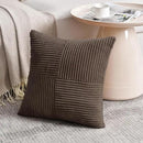 Fancy Homi 2 Packs Dark Brown Decorative Throw Pillow Covers 16x16 Inch for Living Room Couch Bed Sofa, Rustic Farmhouse Boho Home Decor, Soft Corss Patchwork Corduroy Textured Cushion Case 40x40 cm by CozyNest Decor