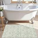 Green Small Area Rug 2x3 Throw Rug for Entryway Bathroom Kitchen, Non-Slip Low-Pile Washable Distressed Modern Boho Floor Carpet for Laundry Room, Indoor Washstand Vanity Front Mat 24x36 Inch by TinyTreasures Baby Boutique