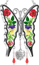 KY&BOSAM Gifts for Women God Bless My Sister in-Law Butterfly Suncatcher Sister Gifts Pressed Flower Between Wings Glass Silver Metal Charm Birthday Mother's Day Thanksgiving Christmas by GreenHaven Gardens