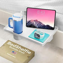 BedShelfie Bedside Shelf for Bunk Bed & Top Bunk, College Dorm Room Essentials, Clip On Nightstand, Bed Side Table Tray Organizer - Cup Holder, White by CozyNest Decor