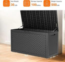100 Gallon Resin Deck Box, Lockable Patio Outdoor Storage Box for Furniture, Garden Tools and Tools Storage, Waterproof Outside Storage Boxes - Patterned black by CozyNest Decor