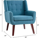 HUIMO Button-Tufted Accent Chairs Set of 2,Upholstered Reading Living Room Chair,Mid Century Modern Chair with Linen Fabric, Club Chair,Comfy Arm Chairs for Living Room,Bedroom,Lake Blue by CozyNest Decor