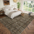 Washable 10x14 Area Rugs for Living Room, Boho Non-Slip Silicone Backing Rugs for Bedroom Dining Room Office, 0.3" Neutral Oriental Throw Carpet with 0.16" Cushioning Pad, Deep Brown/Multi by TinyTreasures Baby Boutique