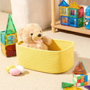 Small Storage Baskets for Organizing | Closet Organizer Bins | Shelf Toy Basket | Woven Rope Baskets | Cube Decorative Box | Shallow Basket | 13x8.5x5.1” | 4 Packs Yellow by GreenHaven Gardens