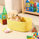 Small Storage Baskets for Organizing | Closet Organizer Bins | Shelf Toy Basket | Woven Rope Baskets | Cube Decorative Box | Shallow Basket | 13x8.5x5.1” | 4 Packs Yellow by CozyNest Decor