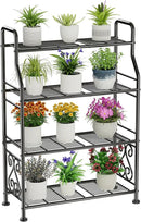 GIOTORENT Plant Stand Outdoor Indoor 4 Tier Metal Waterproof - 41.3" Plant Shelf for Patio, Balcony, Living Room, Large Capacity Tiered Plant Rack, Black by GreenHaven Gardens