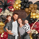 Amandir Magical School Balloons Arch Garland Kit, Maroon Burgundy Black Gold Confetti Balloons with Witch Hat Foil Star Balloon for Magic Themed Birthday Decorations Baby Shower Party Supplies by CozyNest Decor