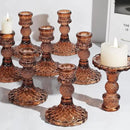 12Pcs Amber Candlestick Holders Set- 4" H Taper Candle Holders Bulk, Glass Candle Holders for Wedding, Party, Fall Dinner Table Centerpieces, Festival Gifts & Windowsill Decor by CozyNest Decor