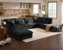 Oversized Modular Sofa, Extra Deep Cloud Corduroy Sectional Couch with Ottoman Chaise, Fluffy Chenille 8 Seater Couch Bed for Living Room, Villa (Sofa Bed 8 Seater, Corduroy Black) by CozyNest Decor