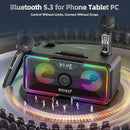 SD-215 Bluetooth Karaoke Machine for Adults & Kids- 2 Wireless Mics, 80W Powerful Sound, Rechargeable,15-Hour Playing, 6500mAh, LED Lights, Supports BT/USB/AUX for Home Parties Outdoor Gatherings by TinyTreasures Baby Boutique