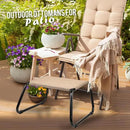 Outdoor Footstools for Patio,Backyard Patio Furniture Metal Frame Small Seat All Weather Footrest for Couch Patio Chairs 2 Pieces Beige by CozyNest Decor