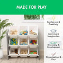Humble Crew 9-Bin Toy Organizer – Inspire Grey with White Plastic Bins, 3-Tier Storage Solution for Kids' Playrooms and Nurseries by CozyNest Decor