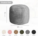 HIGOGOGO Round Stuffed Pouf Ottoman, Stripe Faux Fur Poufs with Foam Chunk Filling, Furry and Fluffy Pouf Foot Stool Storage Ottoman, 20 X 15 Floor Poufs Foot Rest for Living Room, Grey by CozyNest Decor