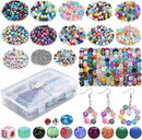Glass Beads for Jewelry Making,1400Pcs Over 120 Different Pattern Beads Bulk, Include Crystals Beads, Crackle Beads, Letter Beads, Bicone Bead, Spacer Beads for Bracelet Earring Necklace DIY Crafts by TinyTreasures Baby Boutique