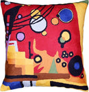 Kandinsky Contemporary Throw Pillow Cover - Heavy Red Space Modern Cushion | Abstract Throw Pillows | Contemporary Pillow | Abstract Chair Cushions | Hand Embroidered Cushion | Wool Size 18x18 by CozyNest Decor